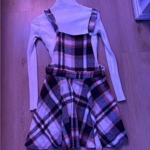 Autum pattern dress comes with white long sleeve